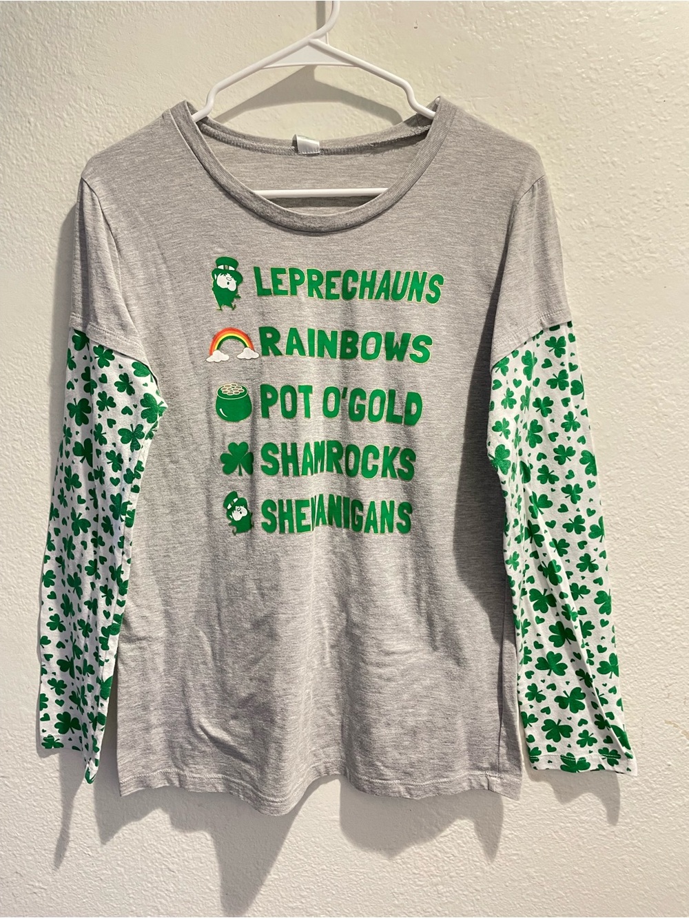 🍀 Way To Celebrate St Patrick's Day Layered Graphic Long Sleeve Top Size XL 🌈